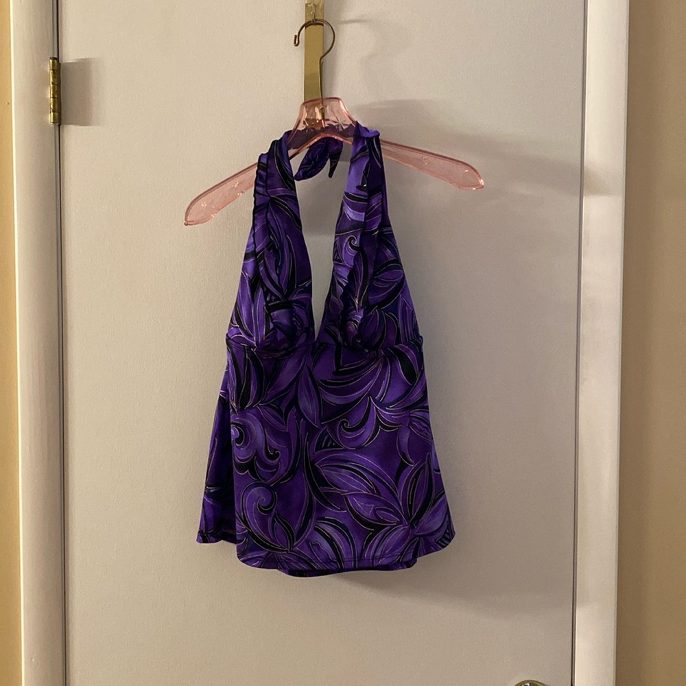 Halter Swim Suit Top purple/black Size M